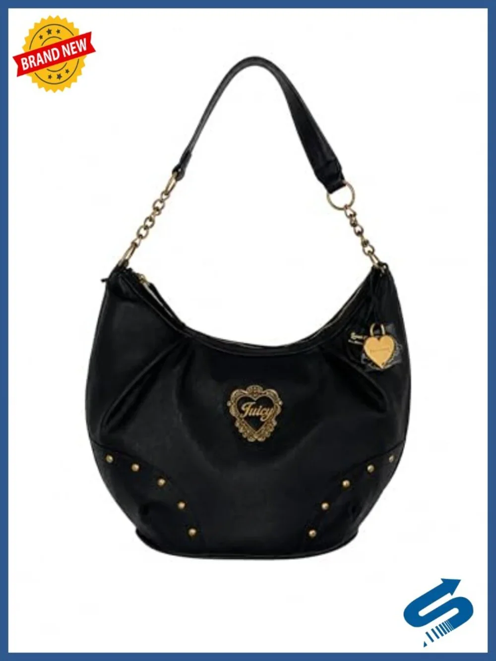 Faux Leather Slouchy Crescent Hobo Bag with Chain Strap